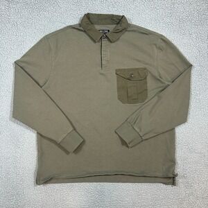 Line Of Trade Shirt Men's XL Green Polo Long Sleeve Surplus Pockets Cotton